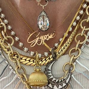 8k Solid Gold Necklace ~GYPSIE~ Nameplate Layering Necklace